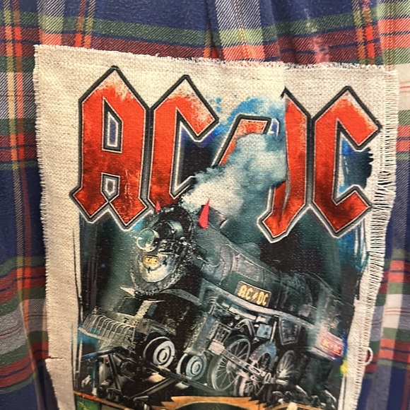 Sweaters | Vintage Flannel With Acdc Patch | Poshmark